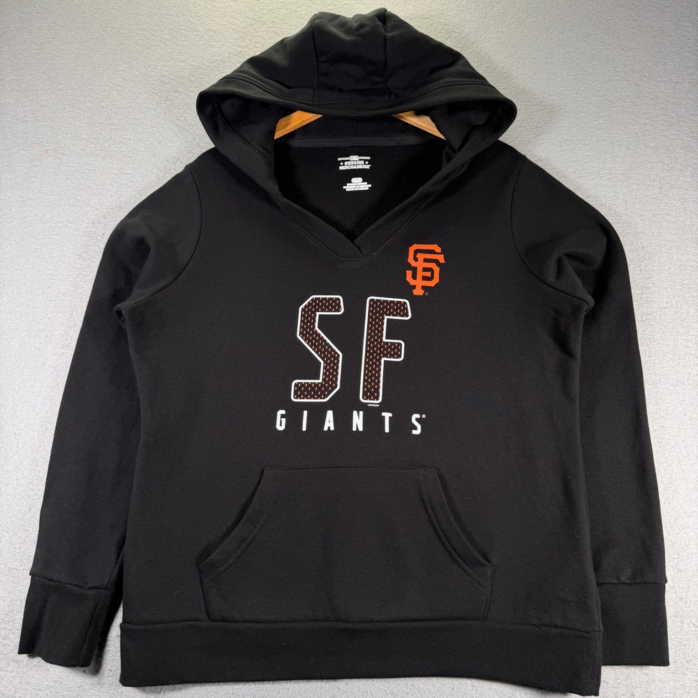San Francisco SF Giants Black V-Neck‎ Hoodie Sweatshirt Women's Size L/G